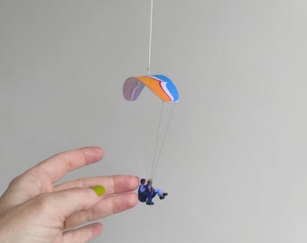 Gift for paraglider Tandem. Paraglider Tandem souvenir, interior and car decor for skydiver. Hanging ornament Paragliding