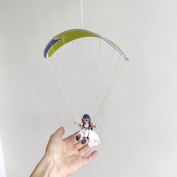 Geschenk für Gleitschirmflieger Braut. Paragliding Souvenir MiniMe, Innendekoration für Fallschirmspringer. Hängeornament Paraglider