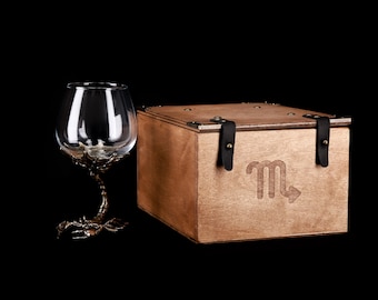 Scorpio Cognac/brandy Glass, Zodiac Sign Gifts, Luxury Drink Barware, Handmade Goblet, Best Man Gift, Barware For Him, Unique Coupe Glasses
