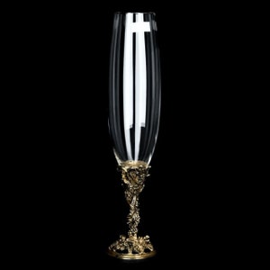 One of a Kind Champagne Flute, Unique Clear Champagne Glasses, Anniversary Gifts or Women, Barware For Sparkling Wine, Elegant Stemware