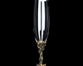 Einzigartige Champagnerflöte, einzigartige klare Champagnergläser, Jubiläumsgeschenke oder Frauen, Barware für Sekt, elegante Stemware