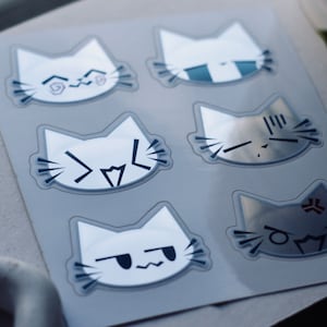 Webcore Y2K Cat Holographic Sticker Sheet, Frutiger Aero Cybercore - 6pcs 2” Metallic
