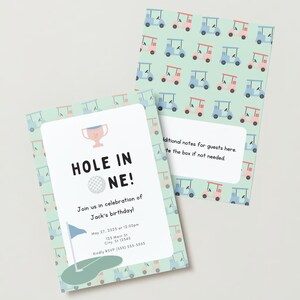 Szablon zaproszenia urodzinowego Hole in One CYFROWE POBIERANIE Uroczy motyw przyjęcia urodzinowego