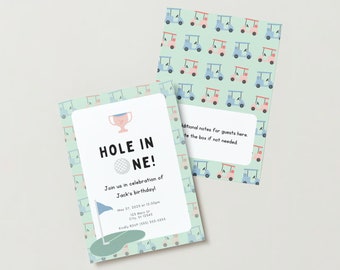 Hole in One Birthday Invitation Template DIGITAL DOWNLOAD Cute Birthday Party Theme