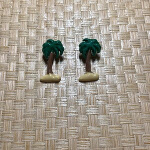 Palm Tree Resin Covered Polymer Clay Stud Silver Earring