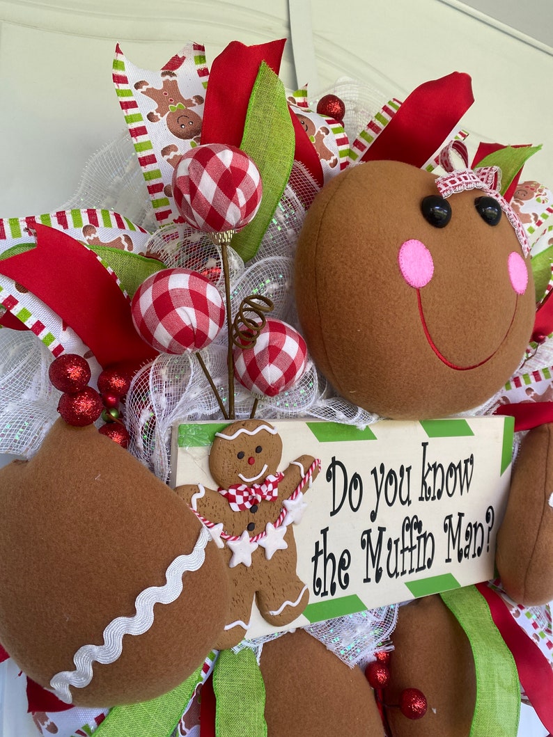 Gingerbread Girl Holiday Christmas Front Door Decomesh Wreath Outdoor ...