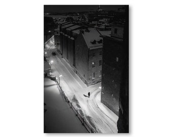 Night photography of Old Quebec in black and white - PhotoMagnet Collection 8 x 12 cm in limited edition, signed and numbered.