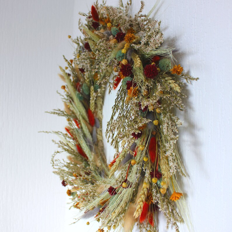 Wall decoration with dried and preserved flowers, mixed bouquet image 2