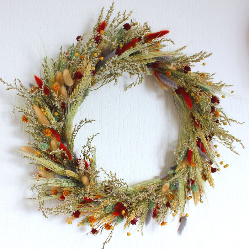 Wall decoration with dried and preserved flowers, mixed bouquet image 1