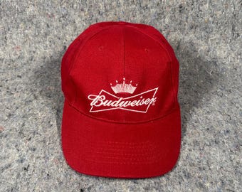 Vintage Y2K Red Budweiser Beer Strap Back Hat