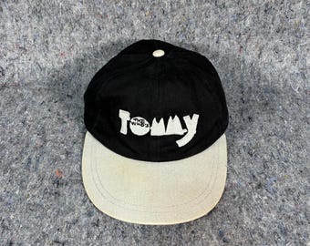 Gorra con correa trasera, estilo Tommy, de The Who, en negro y gris, de los años 90.