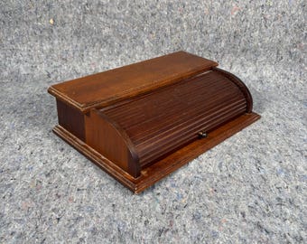 Joyero vintage de madera con tapa enrollable, hecho en Japón