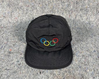 Gorra con correa trasera Olympus Seoul de 1988, color negro, vintage y poco común