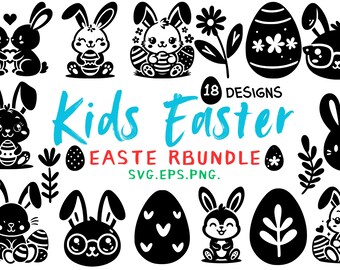 Easter SVG Bundle for Kids, Happy Easter Bunny SVG, Easter Designs for Cricut, SVG Files for Shirts, Easter Cut Files Pack,easter svg kids