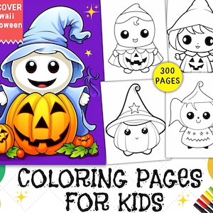 299+ Kawaii Halloween Coloring Pages For Kids Kawaii Coloring Book Mega Bundle Printable Coloring Books Funny cute easy coloring books