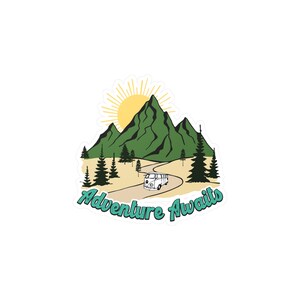 Adventure Awaits Vinyl Decal, Vinyl Decals, Adventure Sticker, Mountain Decal, Mountain Stickers,