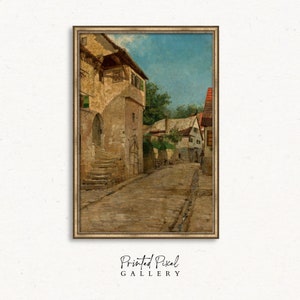 Pittura a olio architettonica classica / Arte murale vintage / Opere d'arte stampabili per spazi sofisticati / Stile domestico senza tempo