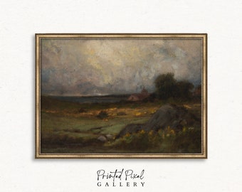 Rustic Landscape Oil Painting | Nature-Inspired Wall Art | Printable Digital Artwork | Serene Outdoor Escape