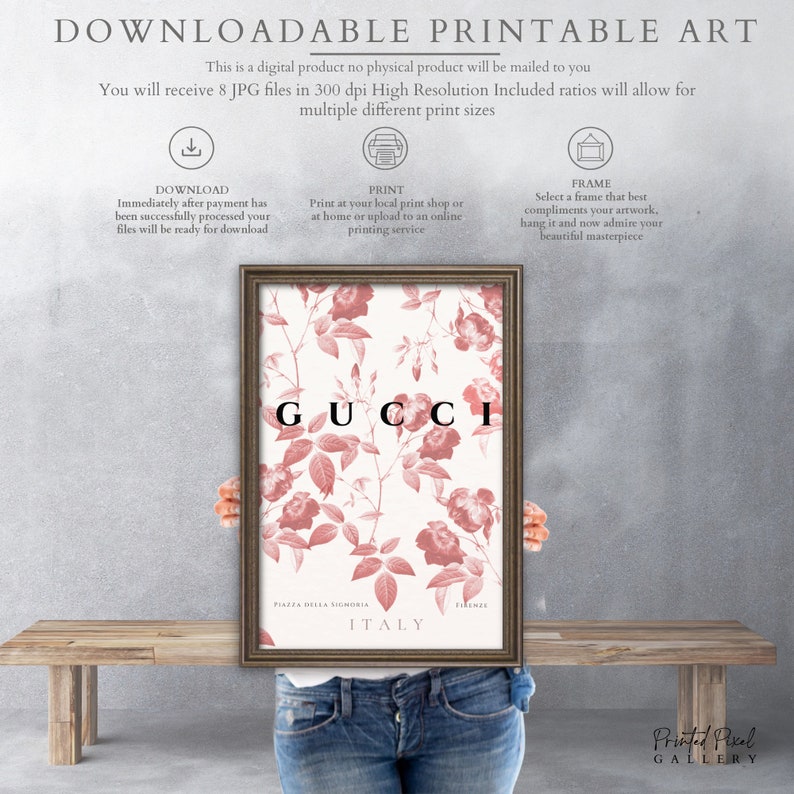 Vintage Art from our Trendy Collection Pinks and White Printed Pixel Gallery Downloadable PRINTABLE Digital Files TRE-1011 zdjęcie 4