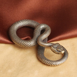 Brass Snake Figurine. Handmade Statue/Keychain Charm. Home/Office Table Decoration