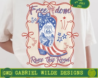 Western 4th July T-shirt PNG, Route 66 Digital Download, Western Coquette Semiquincentennial  sublimation, Independence Day Image