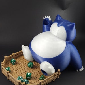 Snorlax dice tower+free pack of game dice poke mon tabletop games DnD dice roller, optional dice tray,lord of the dice sleeping dog