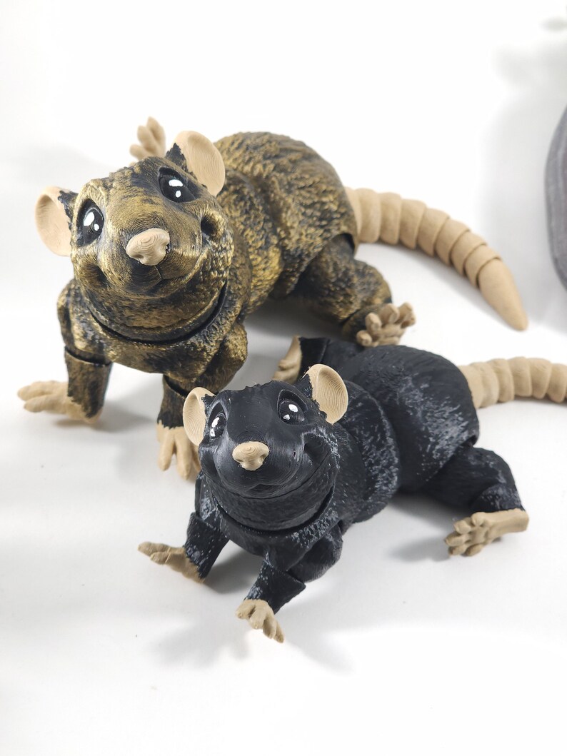 Cute Rat Fidget Articulated Statue Desktop Toy Computer Tower Figurine ...
