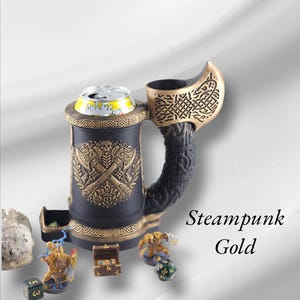 Dwarven ax dice tower can holder dice roller +FREE DICE SET tabletop game DnD fay war campaign rpg mystic chalice tower koozy gift for gamer