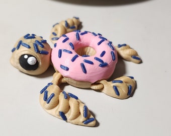 3d printed donut turtle articulated cinderwing frosting and sprinkles custom colors birthday gift