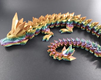 Articulated Adult large Crystal dragon Fidget computer desk toy statue d&d action figure birthday gift for moms that love all things dragons