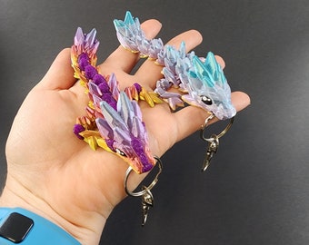 Gemstone dragon tadling articulated Keychain Fidget toy backpack clip, purse clip, key chain clip