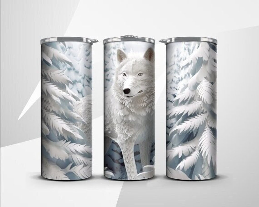 3D White Wolf Snow Forest 20 Oz Skinny Tumbler Sublimation - Etsy