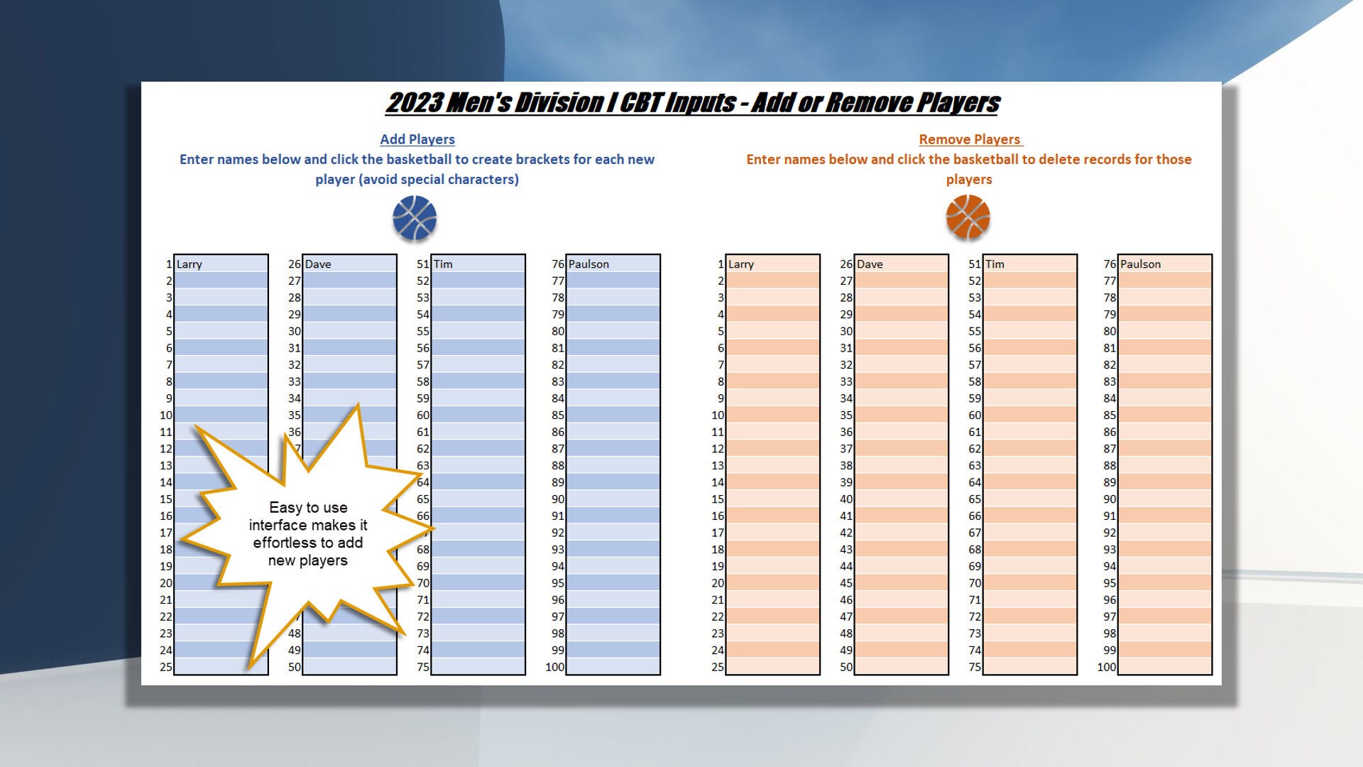 College Basketball Tournament Excel Template | College Basketball ...