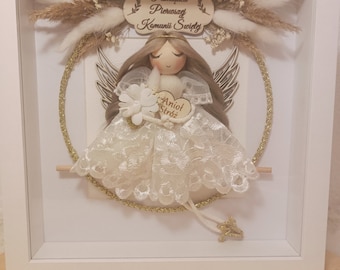 Macrame doll angel for First Holly Communion gify, Guardian Angel for girl