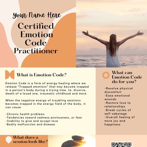 Emotion Code flyer, Editable Emotion Code Flyer, one sheet ad