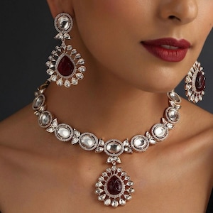 Handmade Kundan Polki Necklace Set: Sabyasachi Inspired Jewelry