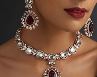 Handmade Kundan Polki Necklace Set: Sabyasachi Inspired Jewelry