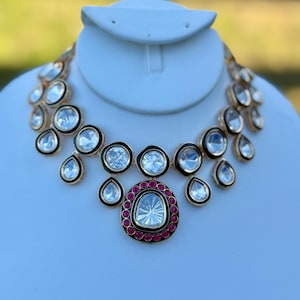 Tyaani inspired uncut polki kundan necklace set