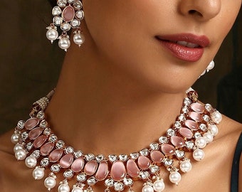 Uncut Polki Kundan Bridal Necklace Set: Tyaani Inspired Jewelry