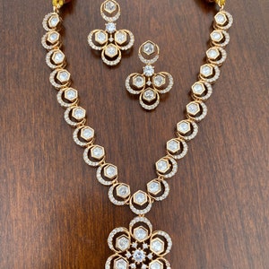 Tyaani inspired uncut polki kundan necklace set