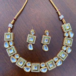 Kundan with meenakari necklace set