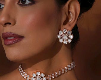 Tyaani inspired uncut polki kundan choker set
