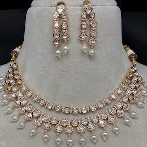 Tyaani inspired uncut polki kundan necklace set