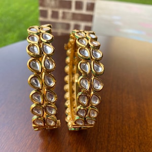 Kundan Bangles: Handcrafted Indian Party Jewelry (Set of 2)