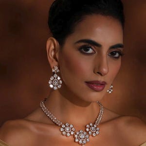 Tyaani inspired uncut polki kundan necklace set