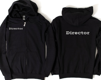 Unisex Full Zip Hooded Sweatshirt  for film crew, director sweatshirt, gear for film crew, director gear, filmmaker zipped hoodie, director
