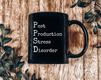 A funny coffee cup , for editors or post story producers. Great gift for reality television workers,  or filmmakers editing a movie or show.