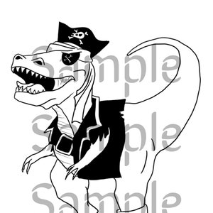 Página para colorear o recorte de dinosaurio T-Rex pirata