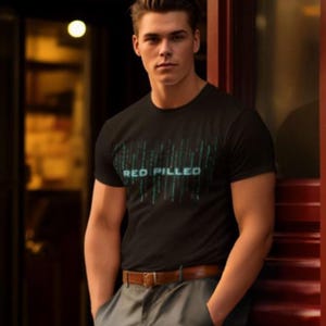 Red Pilled Matrix Style t-shirt US Shipping