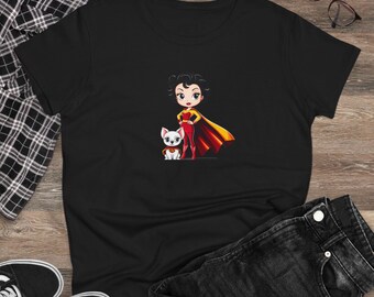 Retro Super Woman with Dog Women's T-Shirt